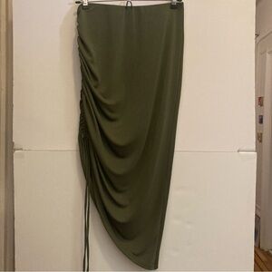 Express Side Gather Fitted Olive 🫒 Stretch Below Knee Skirt Size Small NWT